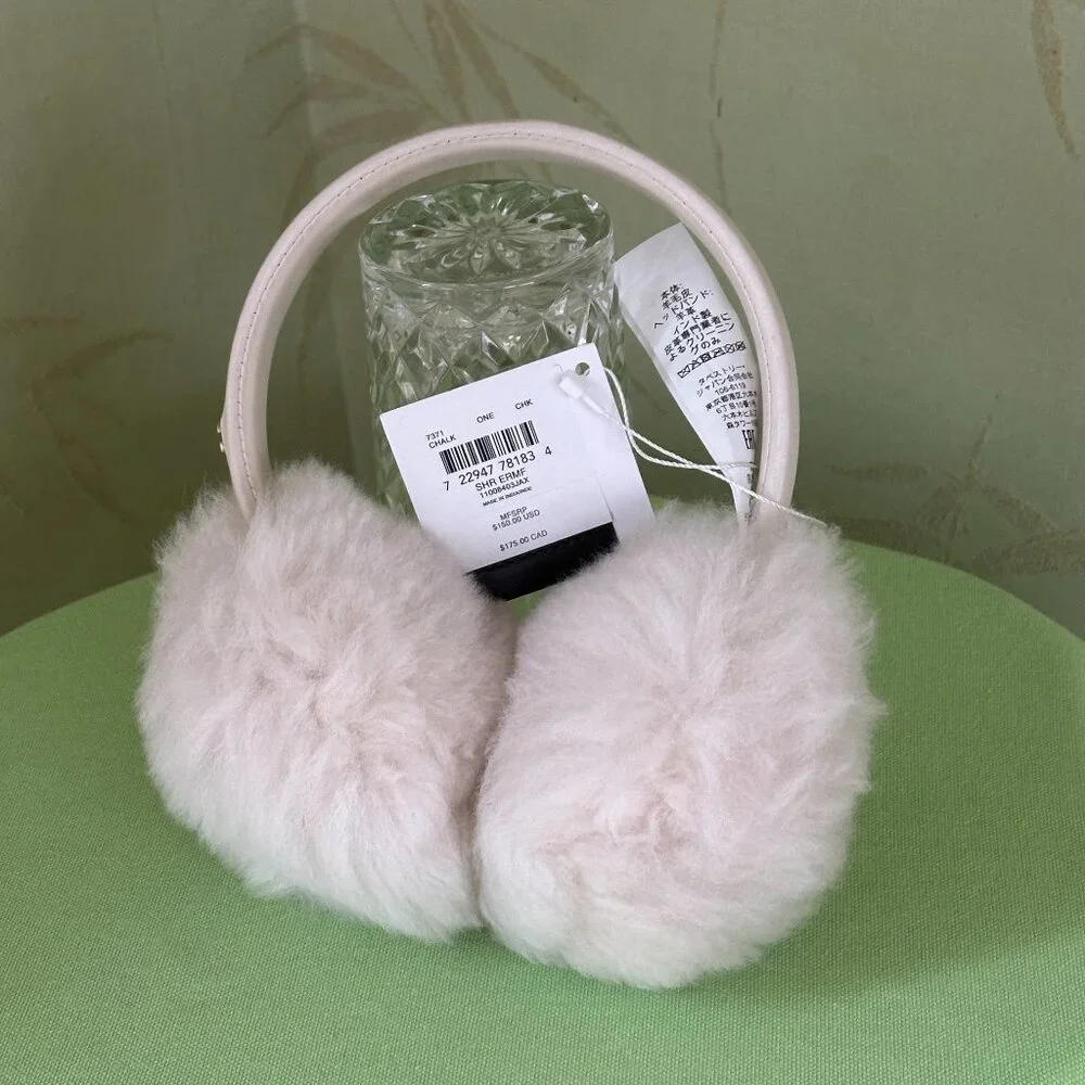 COACH SHEARLING AND LEATHER EARMUFFS:NWT CHALK 7371 - Picture 8 of 10